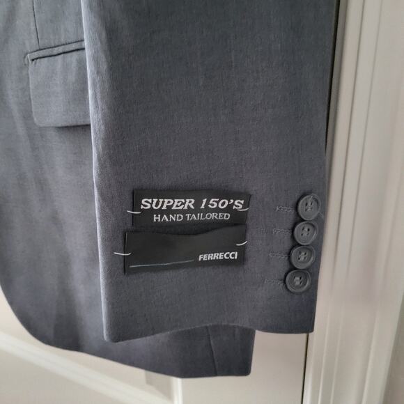 Ferrecci super 150s suit jacket + matching vest in charcoal gray Size 44 - Picture 15 of 15